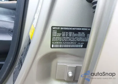 2013 BMW X3 xDrive28I z USA, uszkodzony, nr VIN 5UXWX9C52D0A28522